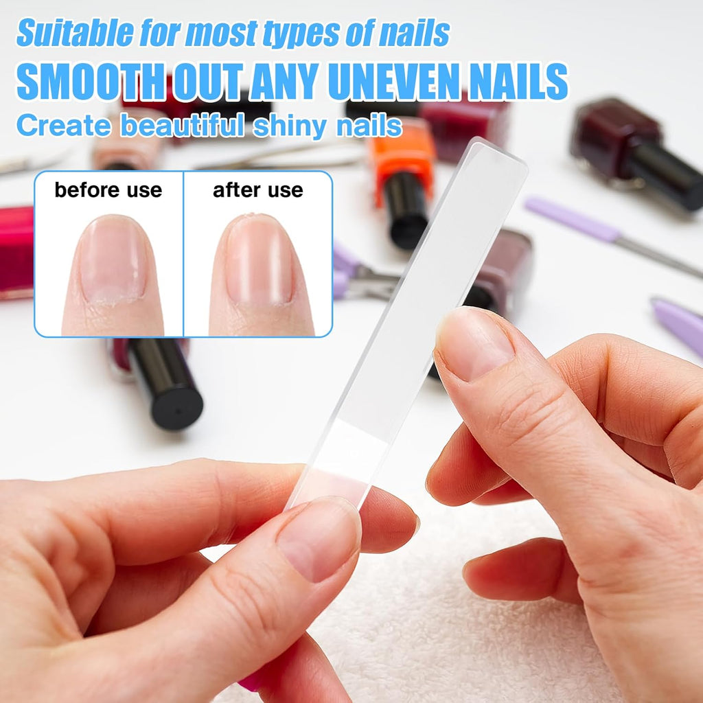 8 Pcs Nano Nail File, Glass Nail File for Natural Nails, Glass Nail Buffers Shiner Polisher, Glass Nail Files for Women with Case