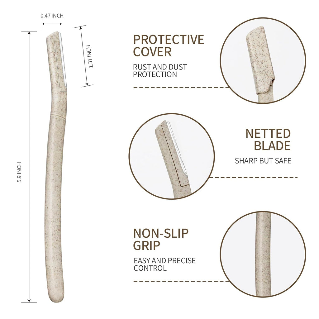 6-Pack Eyebrow Razor for Women, Beige | Dermaplane Facial Razor for Face, Hair Trimmer Face Razor for Body Use, Multipurpose Facial Hair Removal, Disposable Blades
