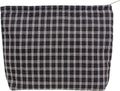 Flat Makeup Bag for Women,Zipper Cosmetic Pouch for Purse,Grid Black | Canvas-Lined Makeup Organizer for Purse, Cosmetics, Toiletries, Skincare, Travel Essentials, Brushes, Lipstick and Sunscreen