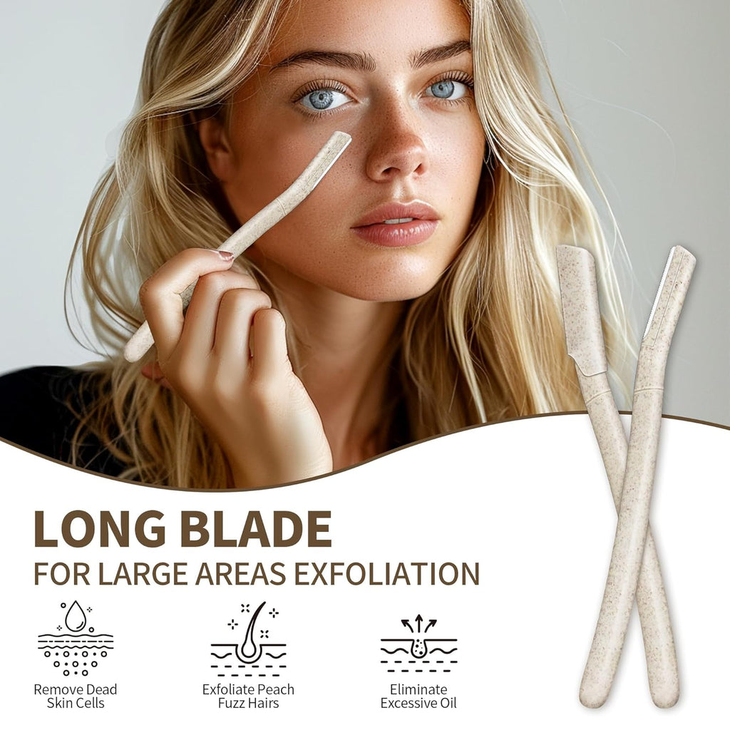 6-Pack Eyebrow Razor for Women, Beige | Dermaplane Facial Razor for Face, Hair Trimmer Face Razor for Body Use, Multipurpose Facial Hair Removal, Disposable Blades