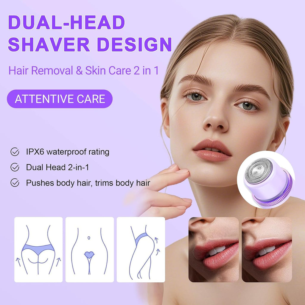 2026 Cordless Waterproof Bikini Trimmer for Women - Painless 2-in-1 Electric Shaver for Face, Body & Private Areas with LCD Display