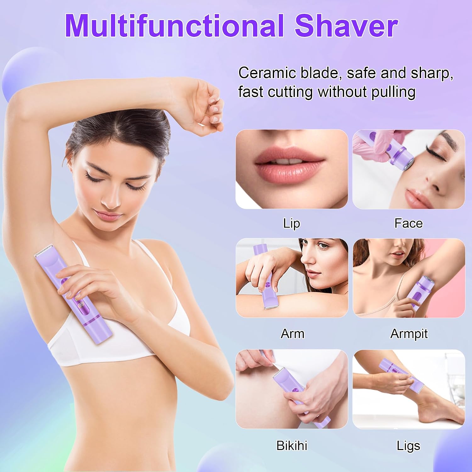 2026 Cordless Waterproof Bikini Trimmer for Women - Painless 2-in-1 Electric Shaver for Face, Body & Private Areas with LCD Display