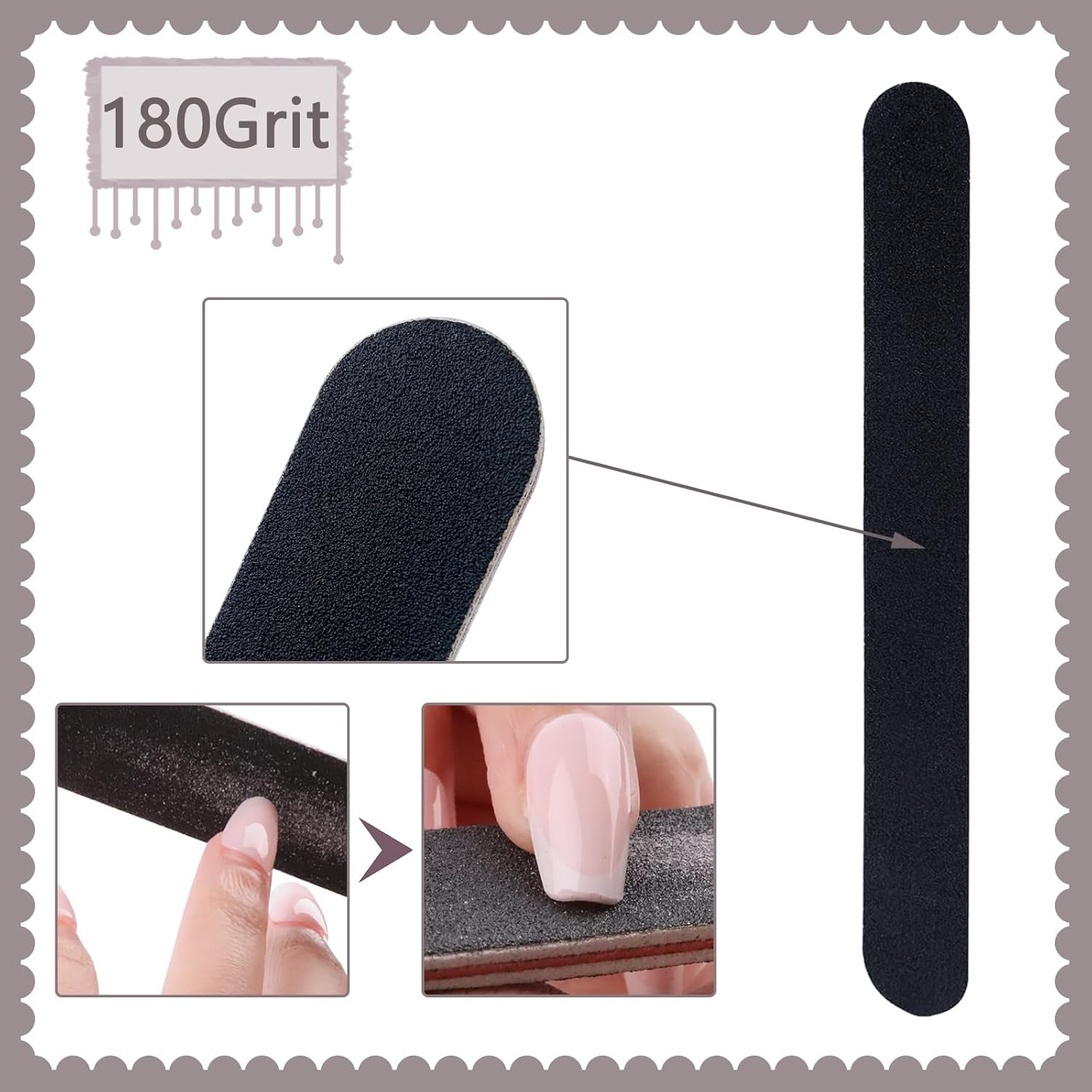 5 Pack Nail File and Buffer Block, Professional Manicure Tools Kits, 100/180 Grit, Black Nail Pedicure File and Sanding Buffing Grinding Plisher File