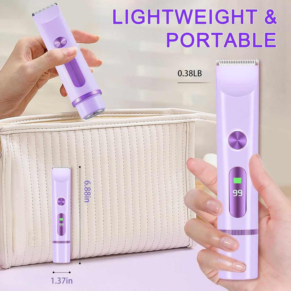 2026 Cordless Waterproof Bikini Trimmer for Women - Painless 2-in-1 Electric Shaver for Face, Body & Private Areas with LCD Display
