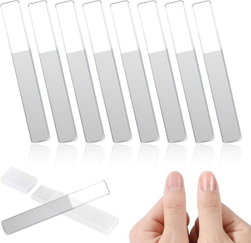 8 Pcs Nano Nail File, Glass Nail File for Natural Nails, Glass Nail Buffers Shiner Polisher, Glass Nail Files for Women with Case