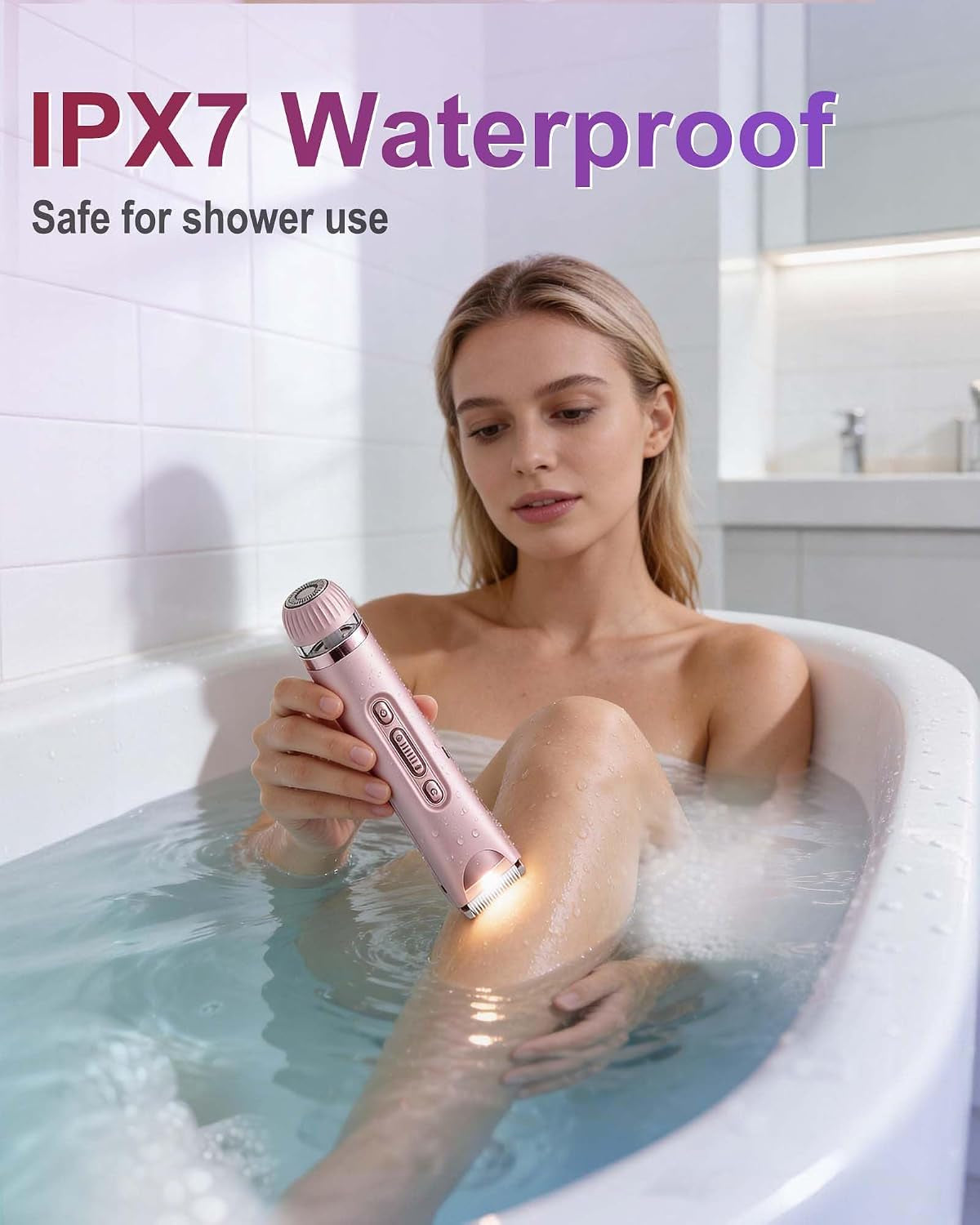 Bikini Trimmer for Women with LED Light, Dual Head Electric Razors for Women for Bikini Line, Face, Legs & Underarms, Waterproof Electric Shaver for Women, Rechargeable Grooming Trimmer
