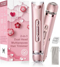Bikini Trimmer for Women with LED Light, Dual Head Electric Razors for Women for Bikini Line, Face, Legs & Underarms, Waterproof Electric Shaver for Women, Rechargeable Grooming Trimmer