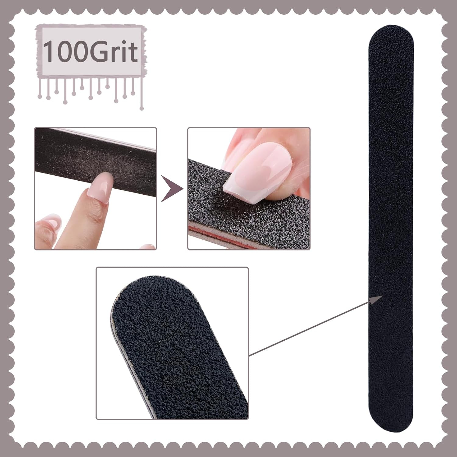 5 Pack Nail File and Buffer Block, Professional Manicure Tools Kits, 100/180 Grit, Black Nail Pedicure File and Sanding Buffing Grinding Plisher File