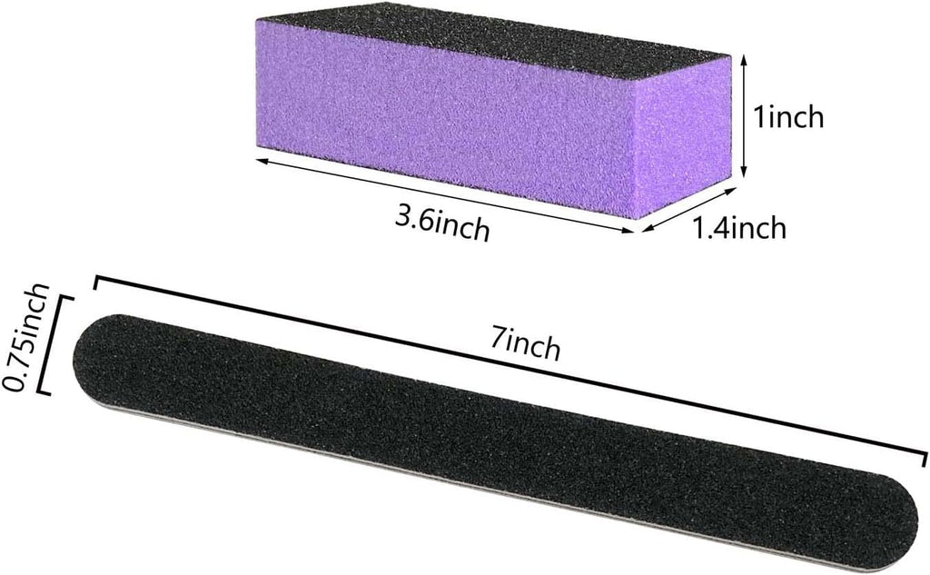 5 Pack Nail File and Buffer Block, Professional Manicure Tools Kits, 100/180 Grit, Black Nail Pedicure File and Sanding Buffing Grinding Plisher File