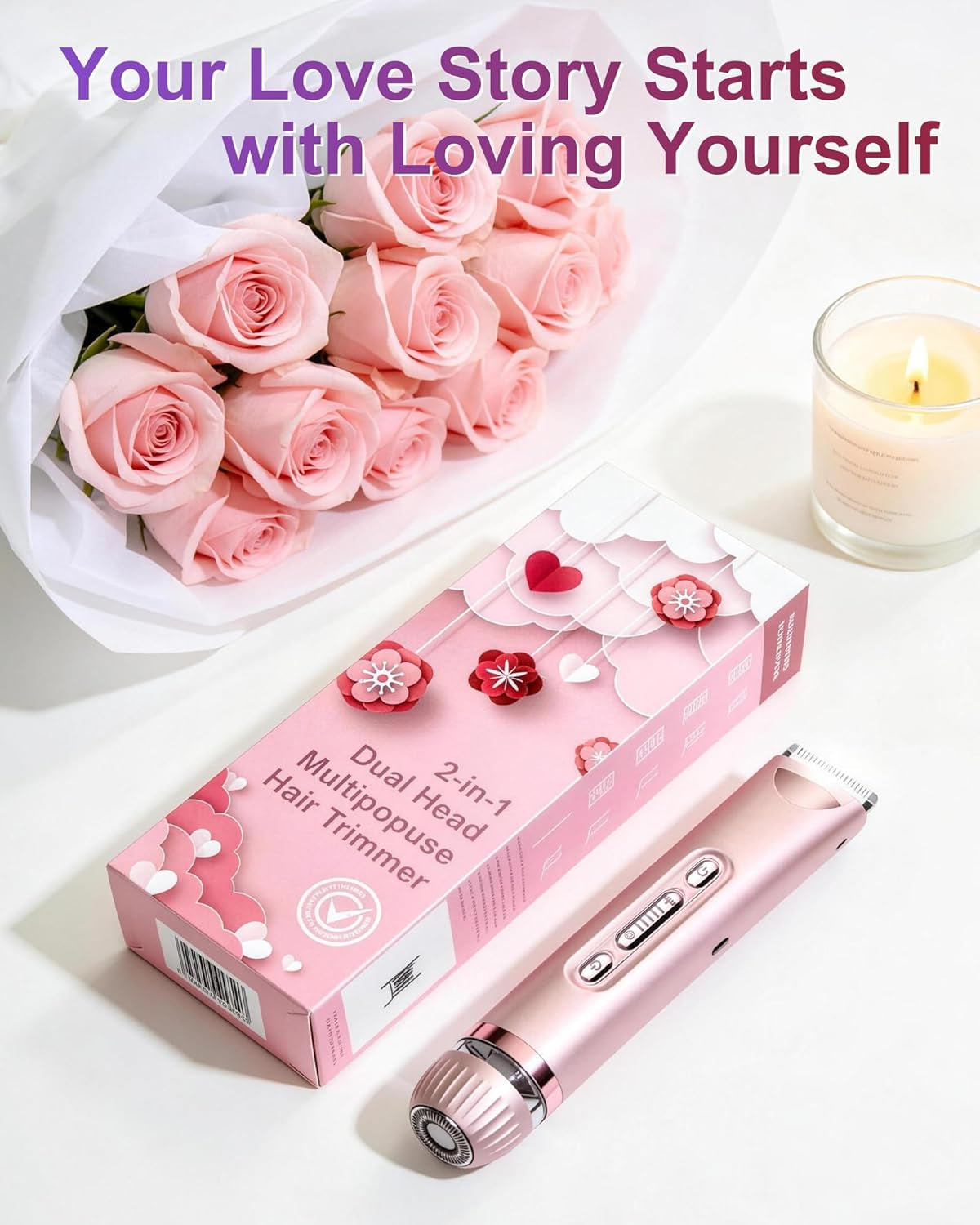 Bikini Trimmer for Women with LED Light, Dual Head Electric Razors for Women for Bikini Line, Face, Legs & Underarms, Waterproof Electric Shaver for Women, Rechargeable Grooming Trimmer